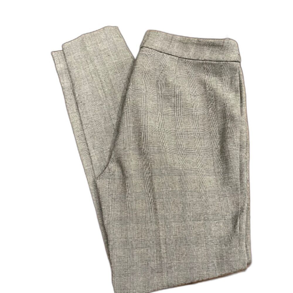 Talbots High Rise Skinny Ankle Women's Dress Slacks Black White Plaid Size 2